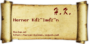 Herner Kálmán névjegykártya