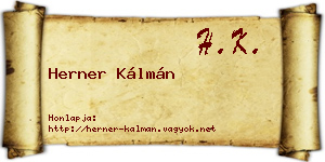Herner Kálmán névjegykártya